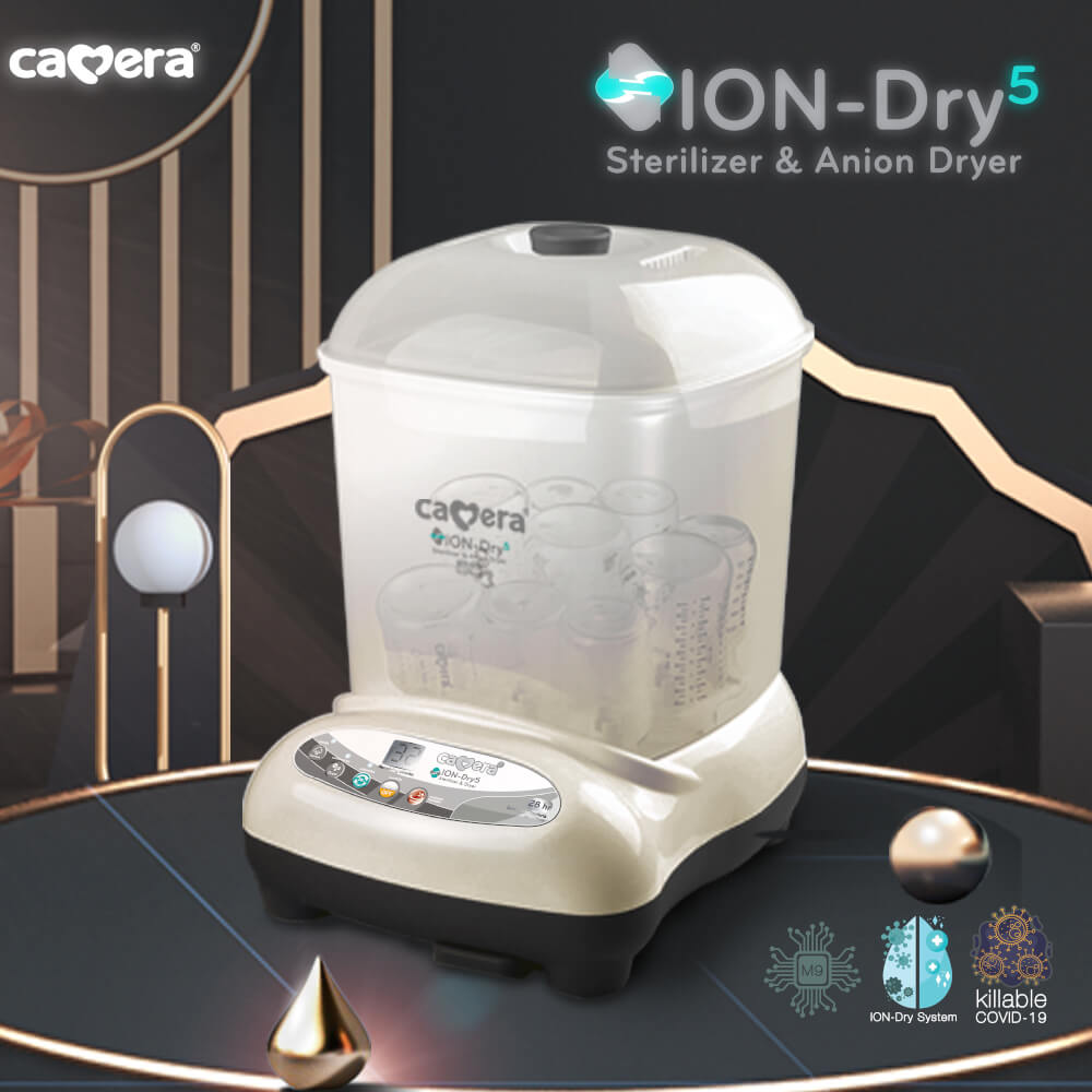 เครื่องนึ่งฆ่าเชื้อพร้อมอบแห้ง CAMERA รุ่น IONDRY 5 อบลมร้อน ปล่อยประจุลบ โหมดปลอดเชื้อ 28 ชั่วโมง